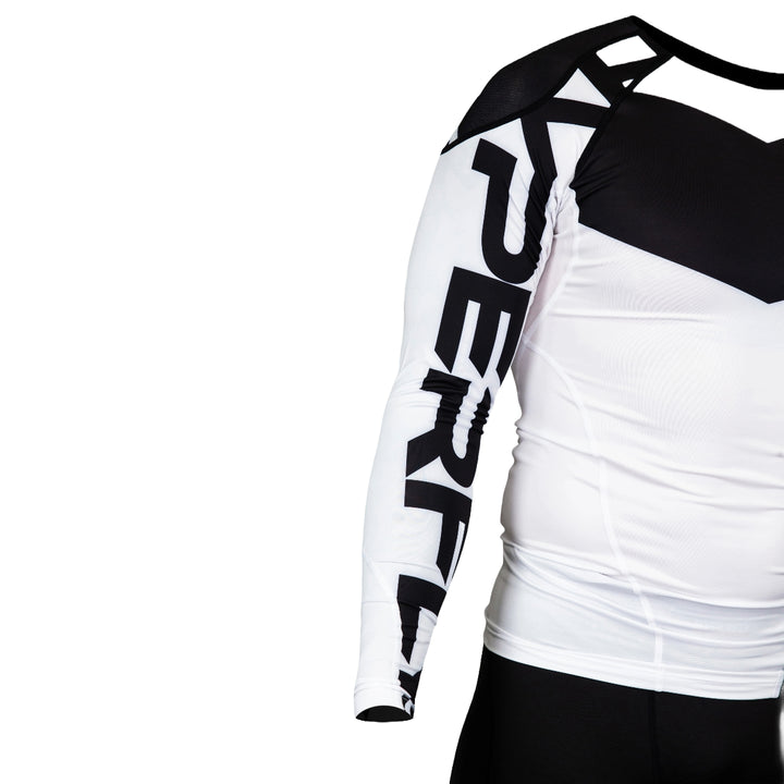 White Supreme Edge Ranked Long Sleeve Rash Guard