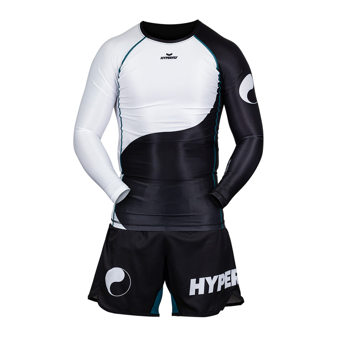 Black/White Hyperfly Yin & Yang Long Sleeve Rash Guard