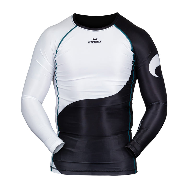 Black/White Hyperfly Yin & Yang Long Sleeve Rash Guard